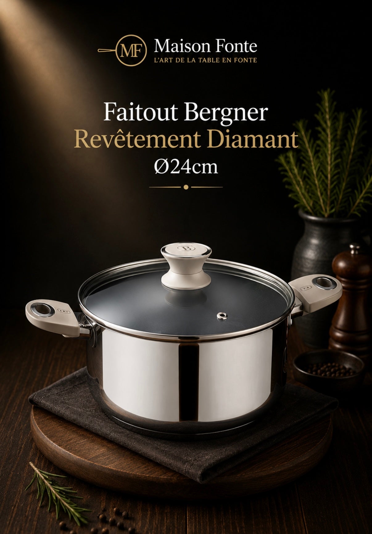 Faitout Bergner Revêtement Diamant Ø24cm