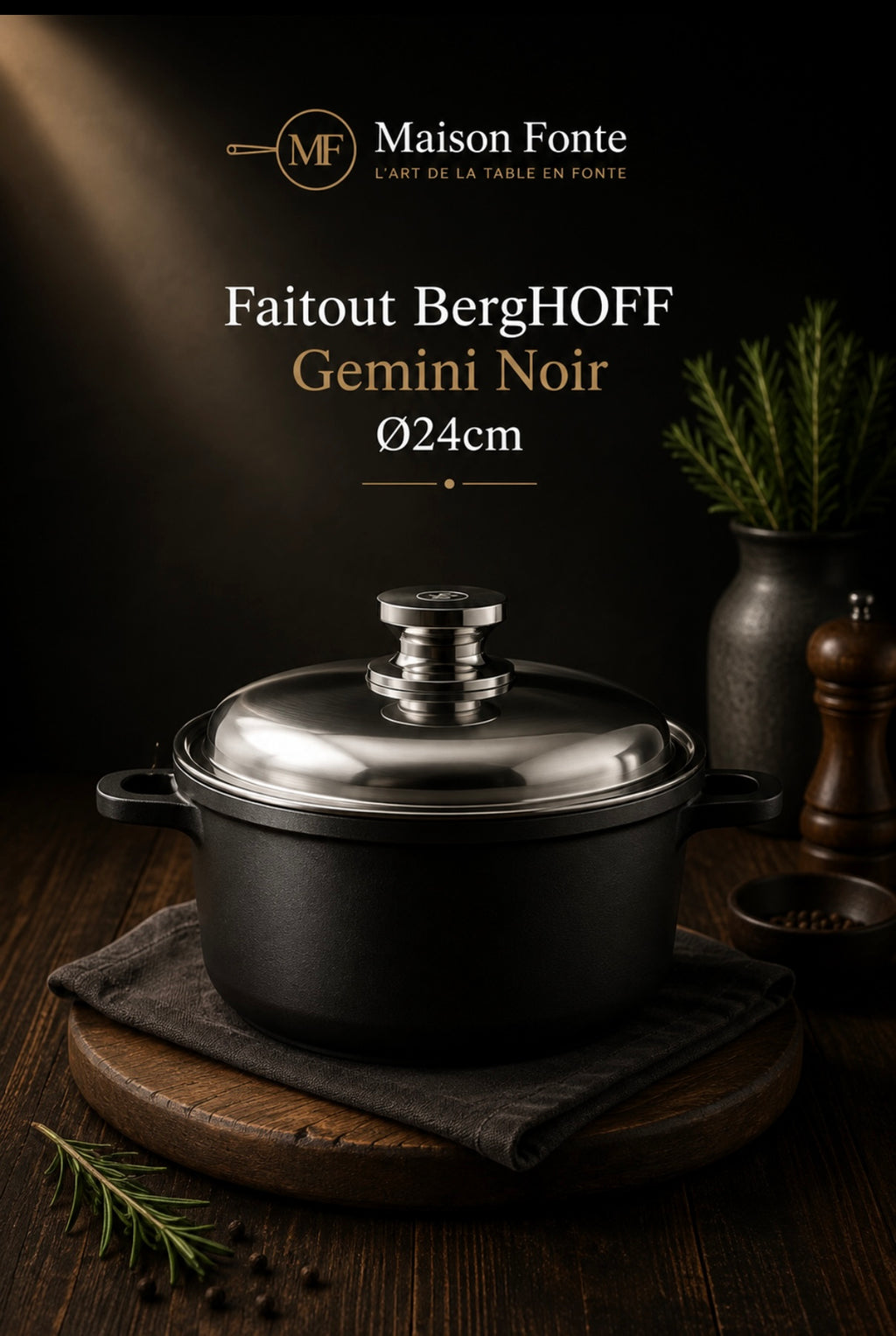Faitout BergHoff Gemini Noir en Fonte