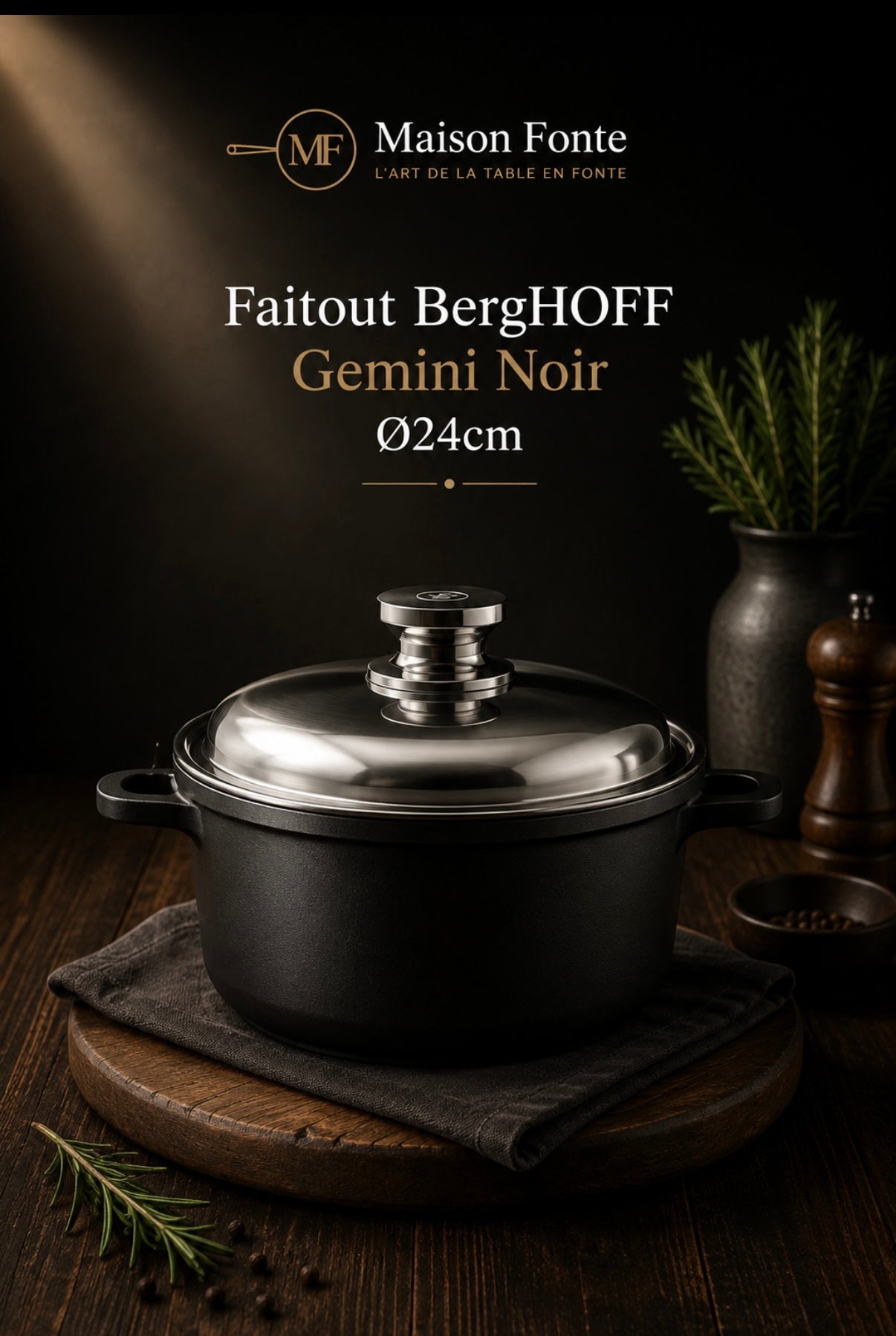 Faitout BergHoff Gemini Noir en Fonte