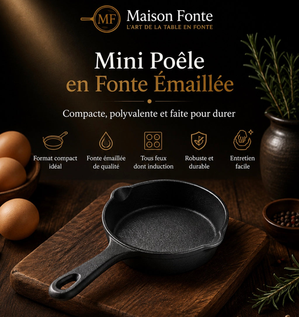 Mini Poêle en Fonte Émaillée