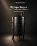 Barbecue Fumoir au Charbon en Fonte avec Couvercle