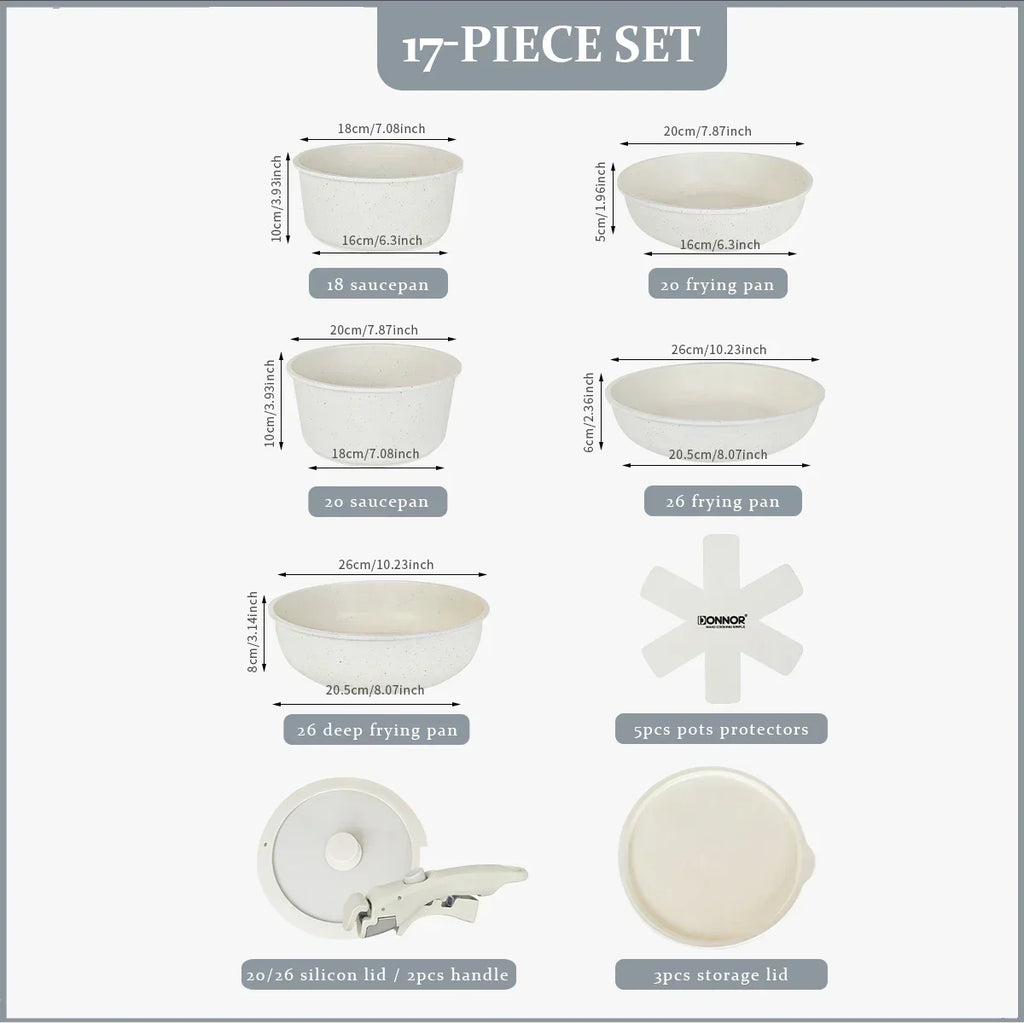 Set de Casseroles en Aluminium Coulé Blanc