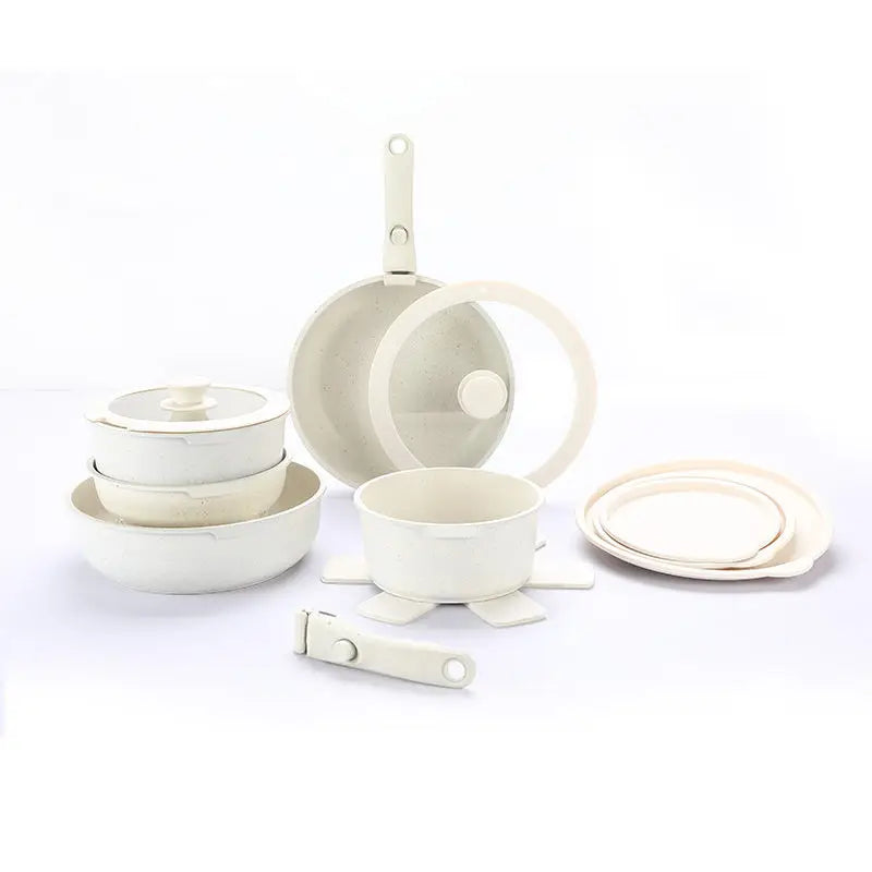Set de Casseroles en Aluminium Coulé Blanc