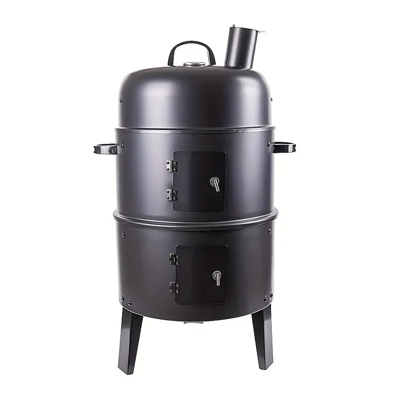 Barbecue Fumoir au Charbon en Fonte avec Couvercle